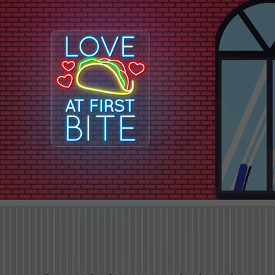 Love At First Bite Taco Neon Sign | ice Blue 