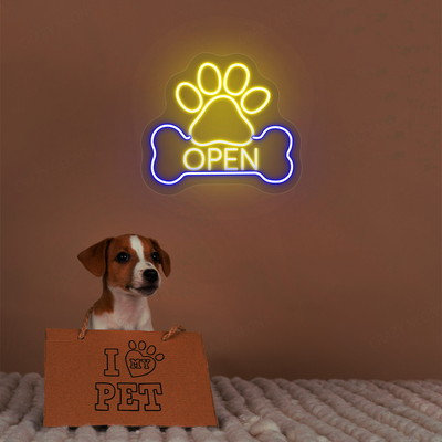 Open Pet Shop Neon Sign | Yellow