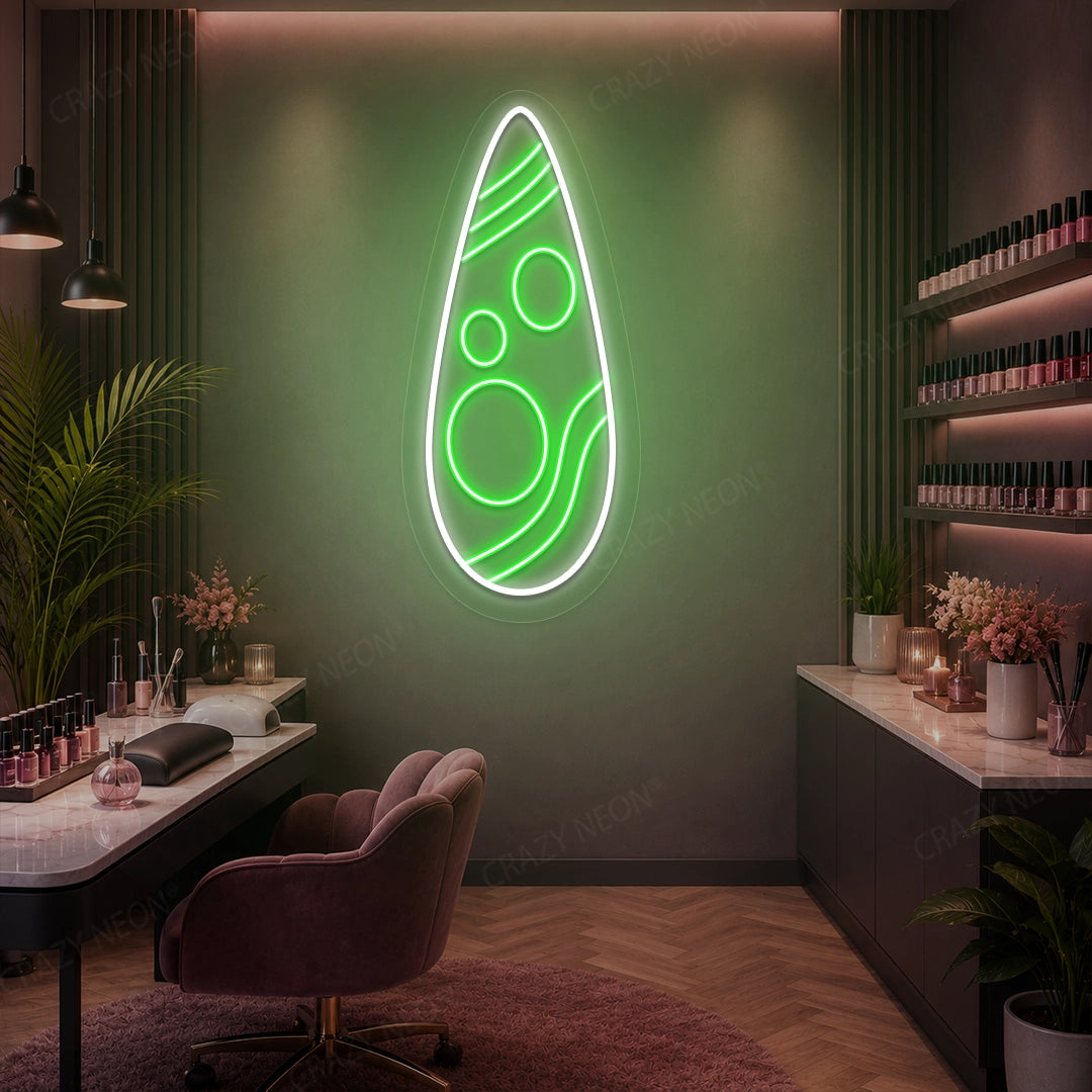 Mystic Wave Nail Neon Sign in Green color