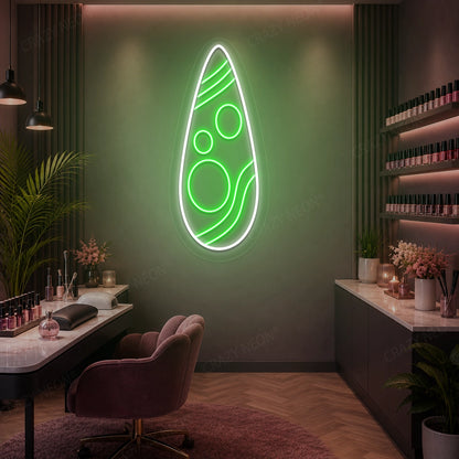Mystic Wave Nail Neon Sign in Green color