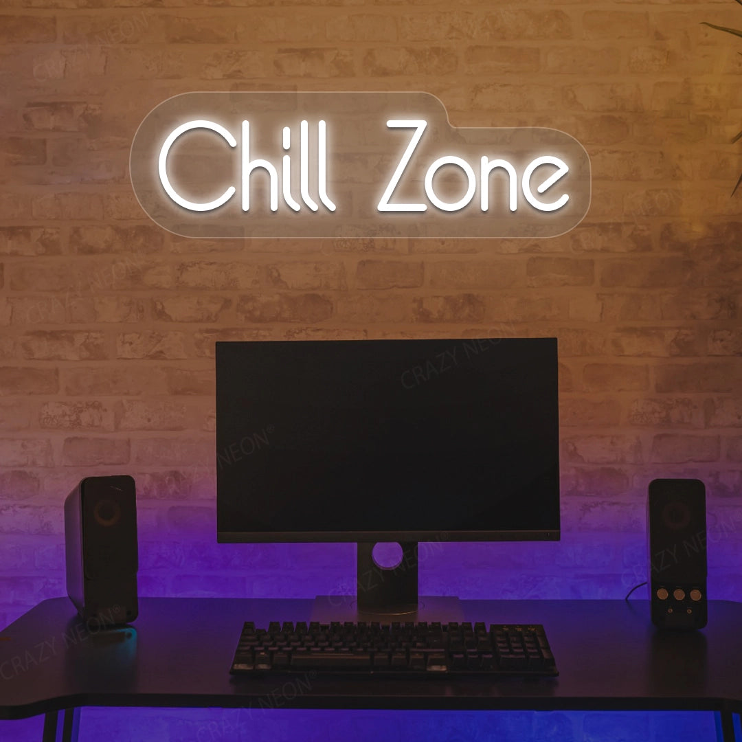 Chill Zone Neon Sign | White