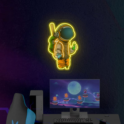 Cool Astronaut Neon Artwork | Yellow