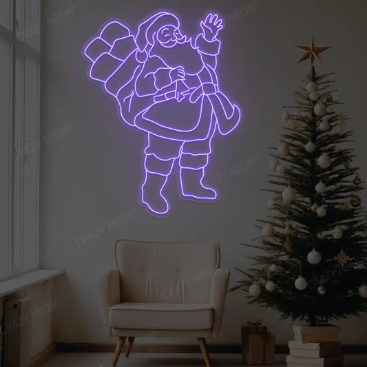 Waving Santa Neon Sign | Purple