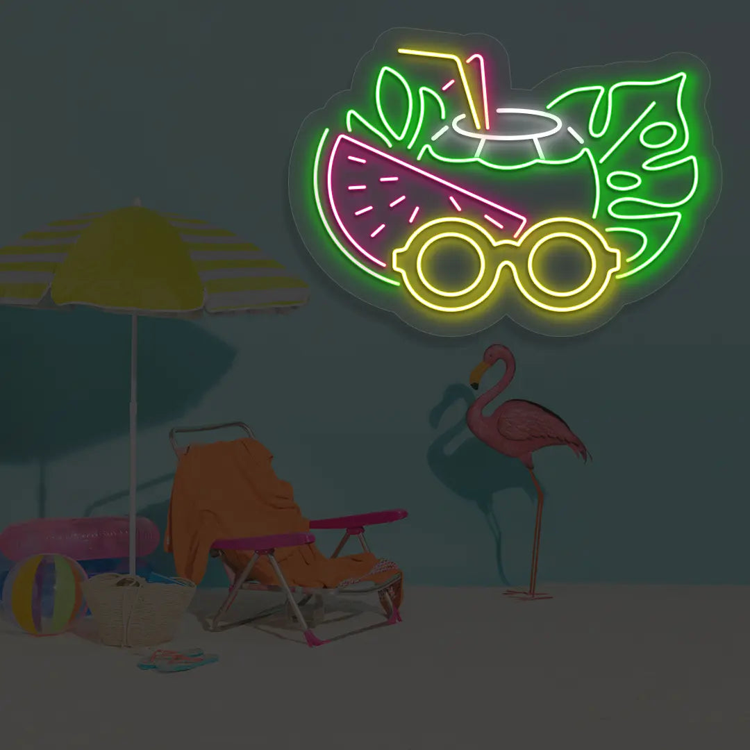 Coconut Chill Neon Sign in Yellow color