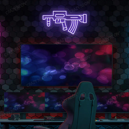 Groza Gaming Gun Neon Sign in Purple