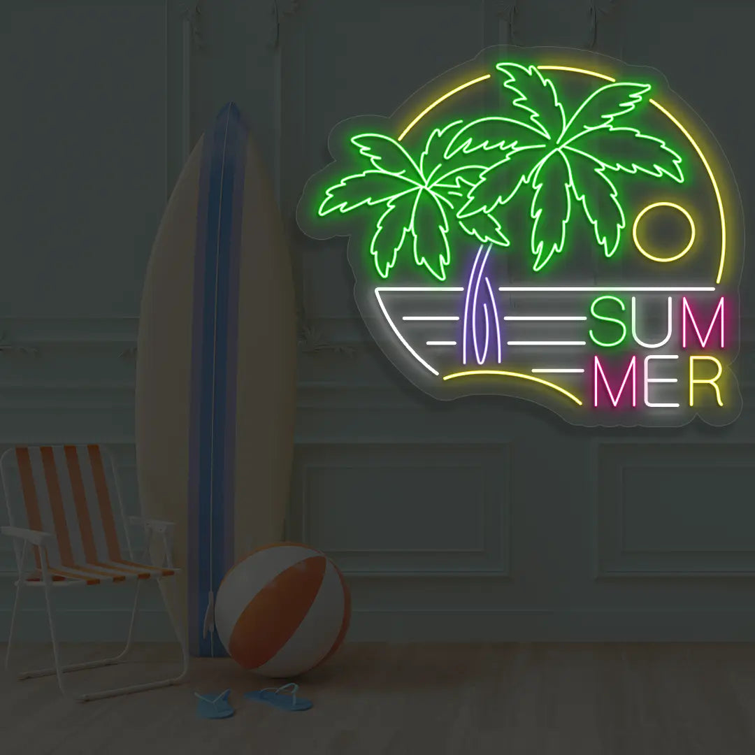 Summer Paradise Neon Sign in White Color