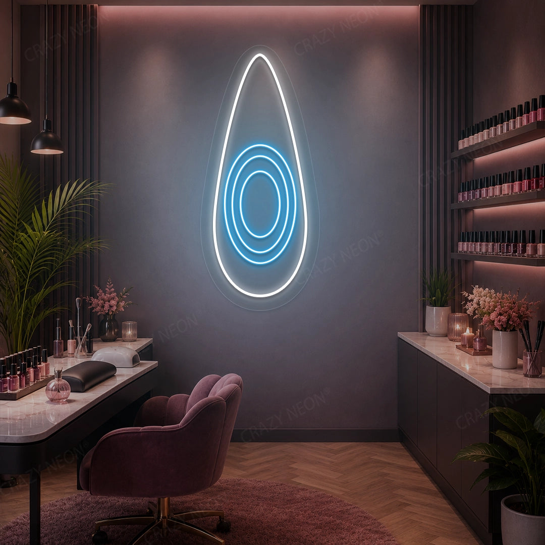 Velvet Oval Nail Neon Sign in iceblue color