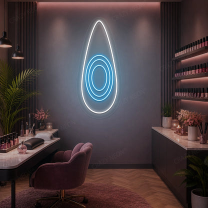 Velvet Oval Nail Neon Sign in iceblue color