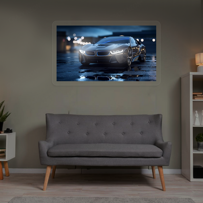 BMW i8 Coupe Neon Artwork | White