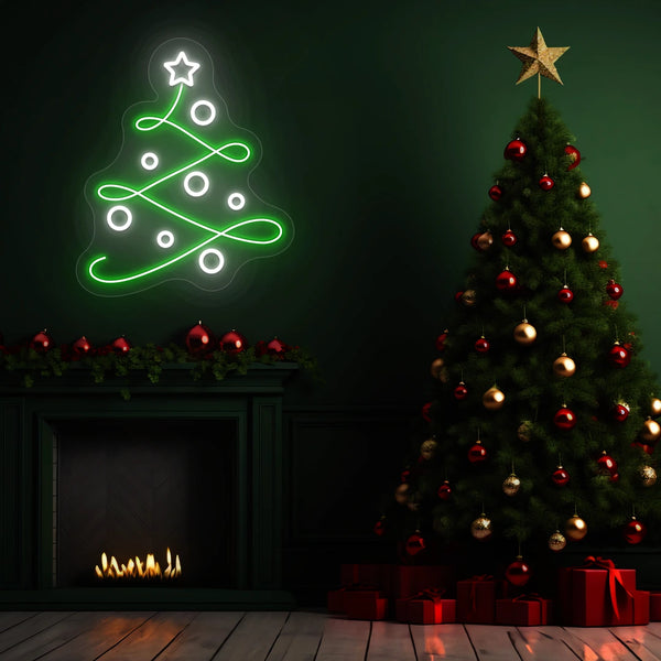 Star Swirl Christmas Tree Neon Sign