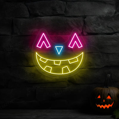 Mischief Pumpkin Face Neon Sign | Yellow