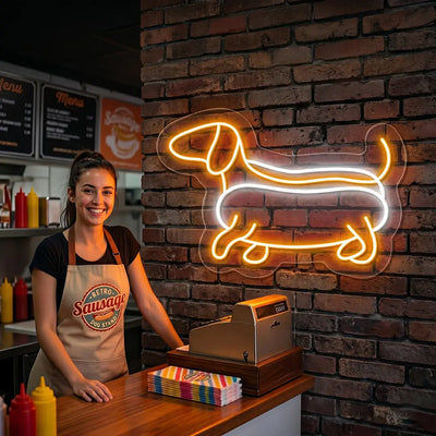 Dachshund Hotdog Vintage Neon Sign