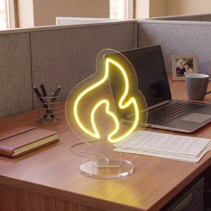 Bold Flame Mini Neon Sign in Yellow color