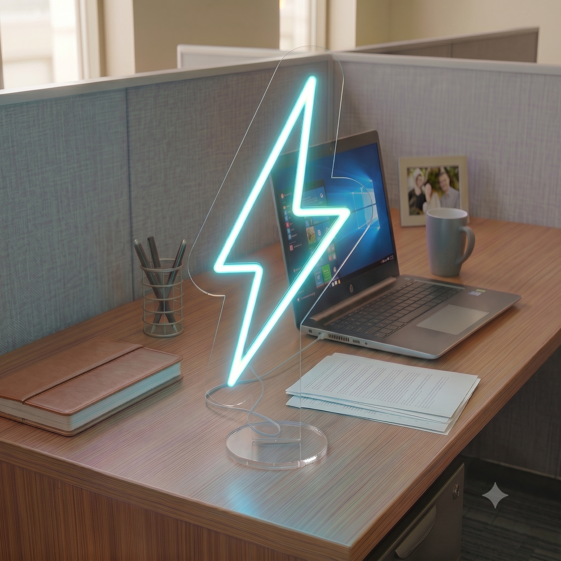 Electric Bolt Mini Neon Sign in Iceblue color