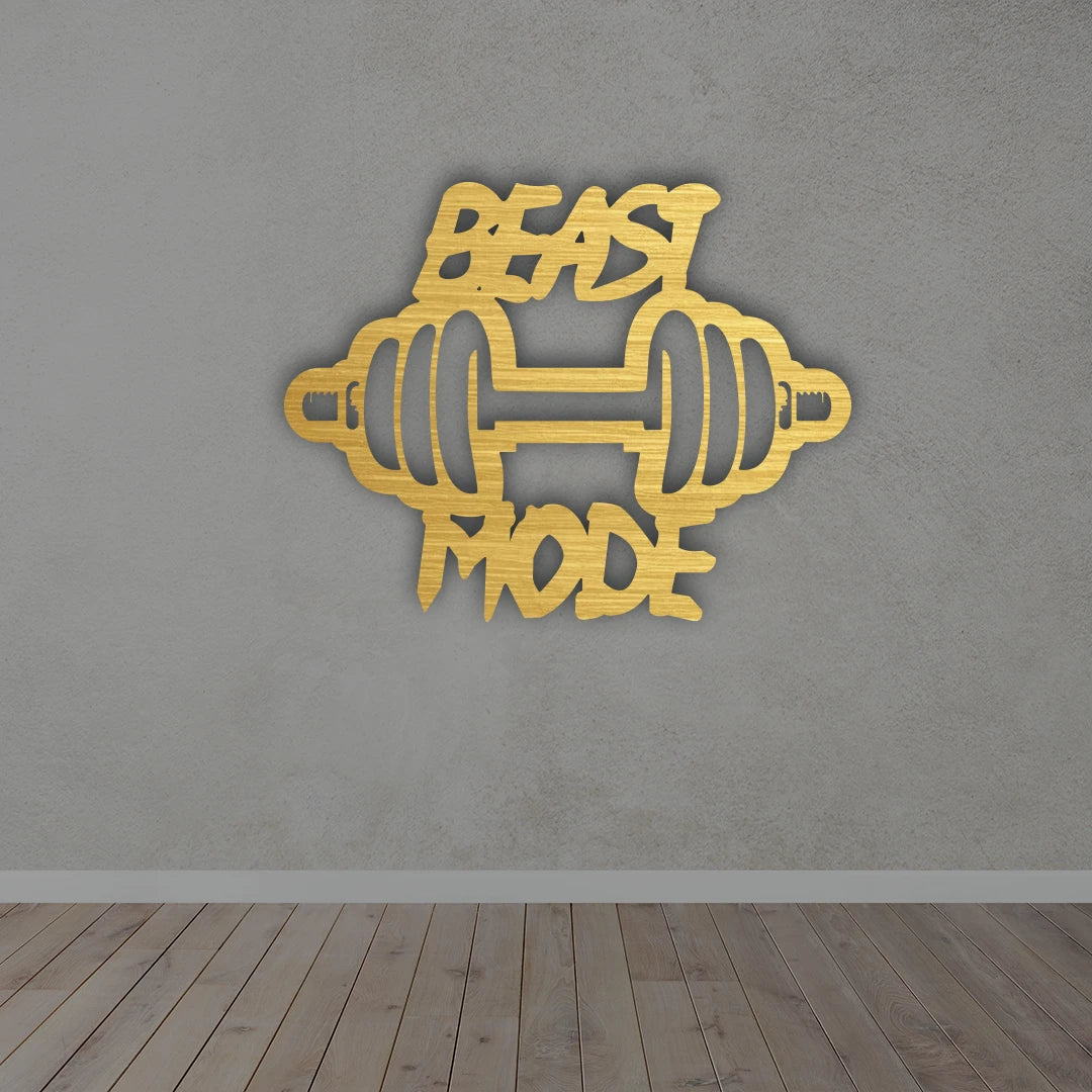 Beast Mode Metal wall art in golden colour
