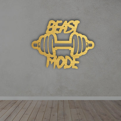 Beast Mode Metal wall art in golden colour