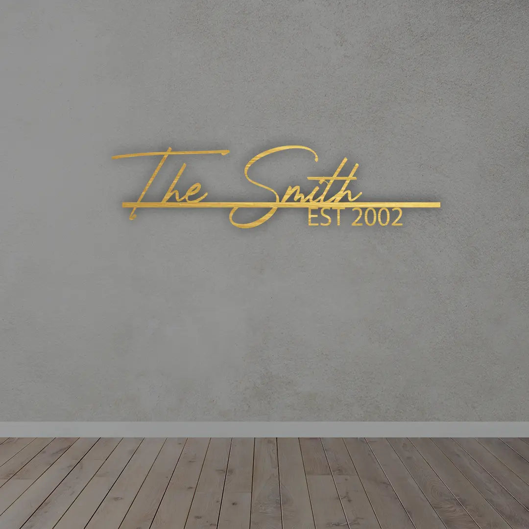 Metal Name Plate in Golden colour mounted on wall