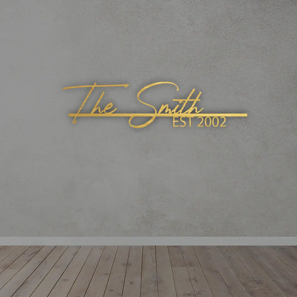 Metal Name Plate in Golden colour mounted on wall