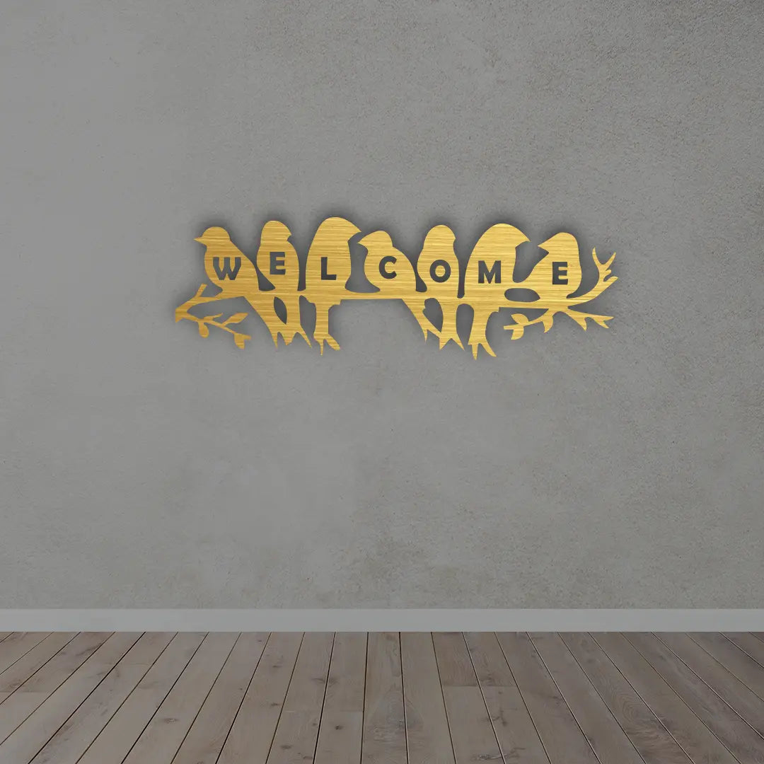 Welcome Birds Metal Wall Art Sign