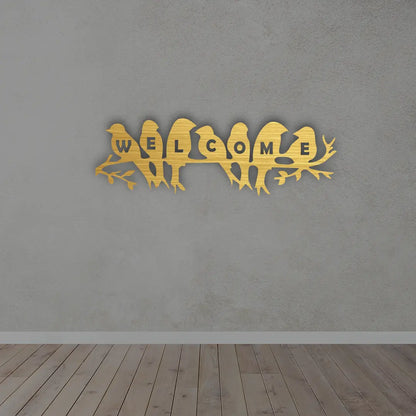 Welcome Birds Metal Wall Art Sign