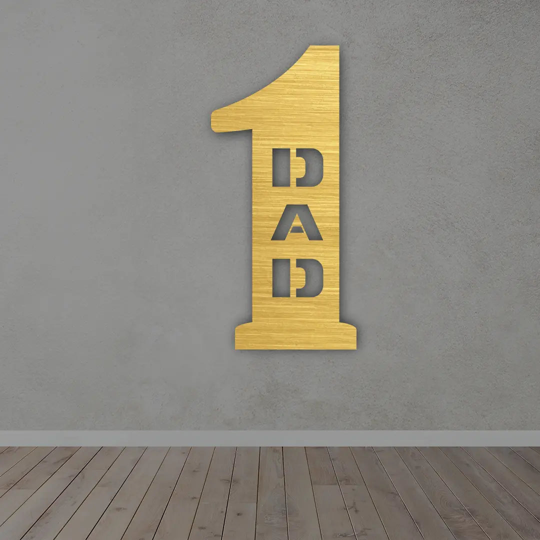 Number One Dad Metal Wall Art - Gift For Dad in golden finised