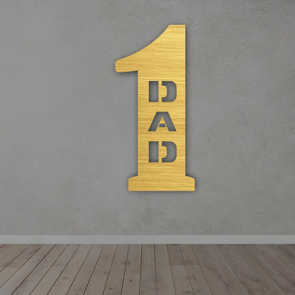 Number One Dad Metal Wall Art - Gift For Dad in golden finised