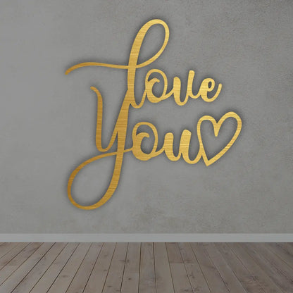 Love You Metal Wall Art Sign in golden Finish