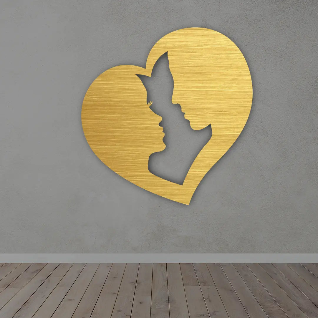 Couple In Heart Metal Wall Art in golden colour 
