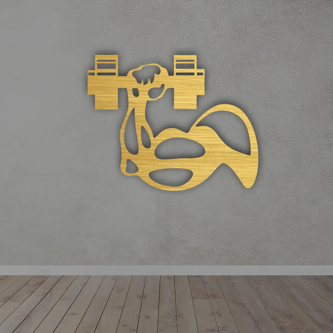 Muscle Metal wall art in golden colour