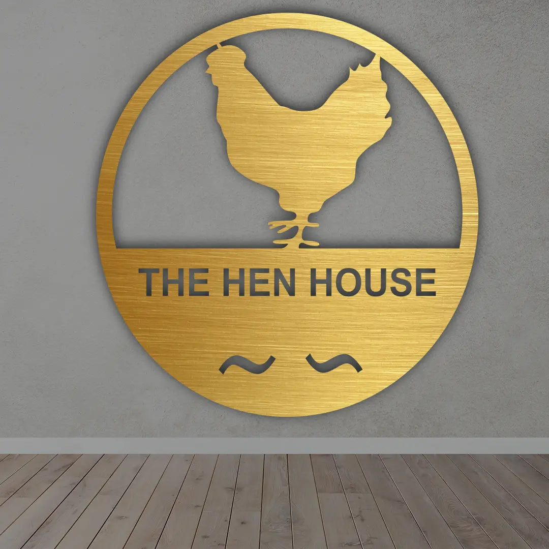 Chicken Metal Wall Art in Golden colour