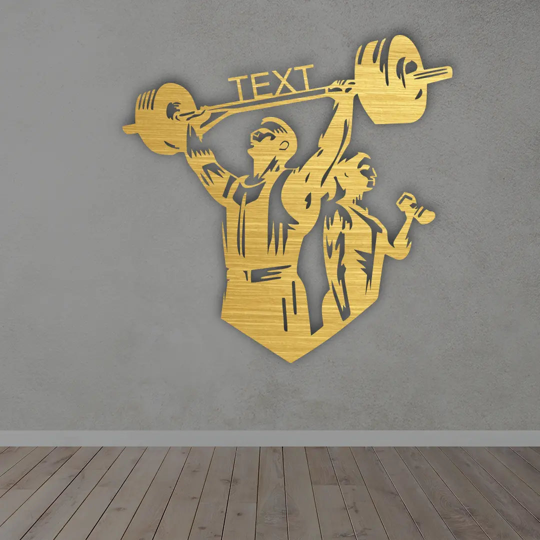 Custom Metal Gym Sign in Golden colour Mounted on wall 