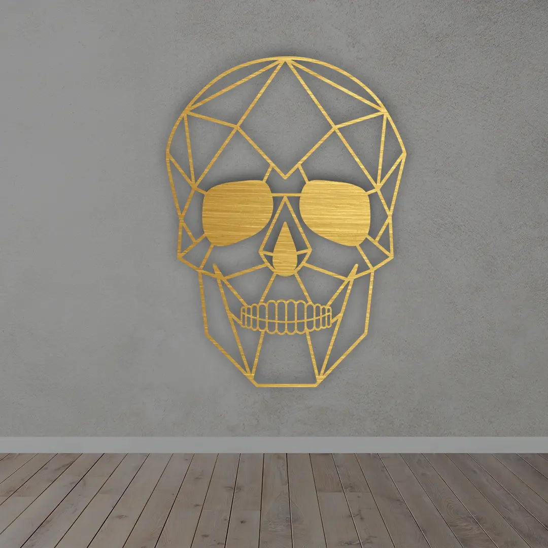 Skull Metal Wall Art in golden colour