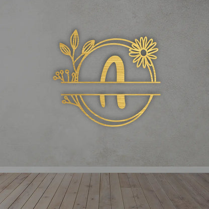 Personalized Metal Name Sign in Golden colour mounted on wall 
