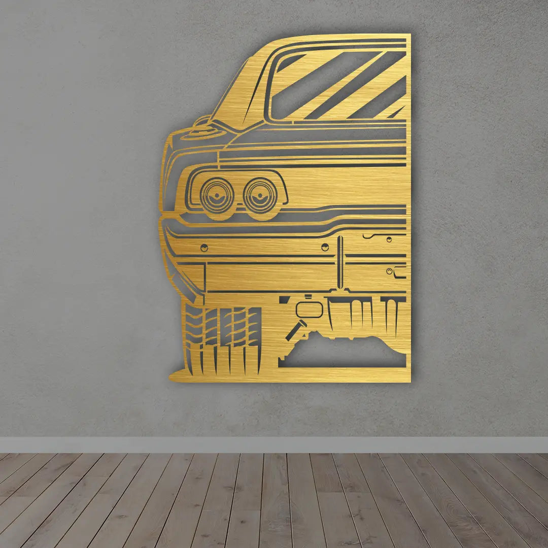 Charger RT Car Silhouette Metal Wall Art in Golden Finish