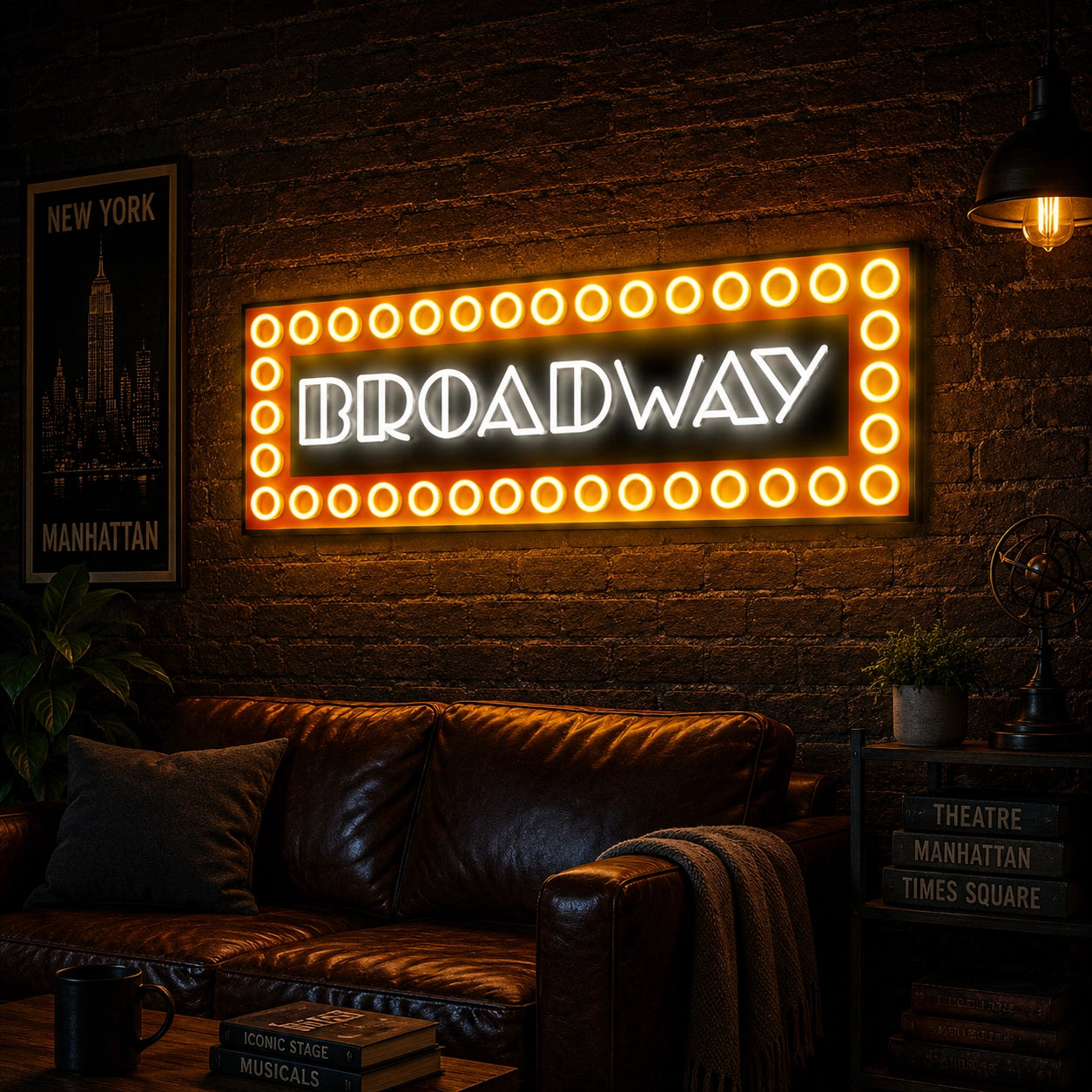 Broadway Marquee Vintage Neon Sign on wall