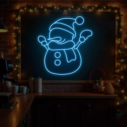 Cheerful Snowman Neon Sign | Iceblue