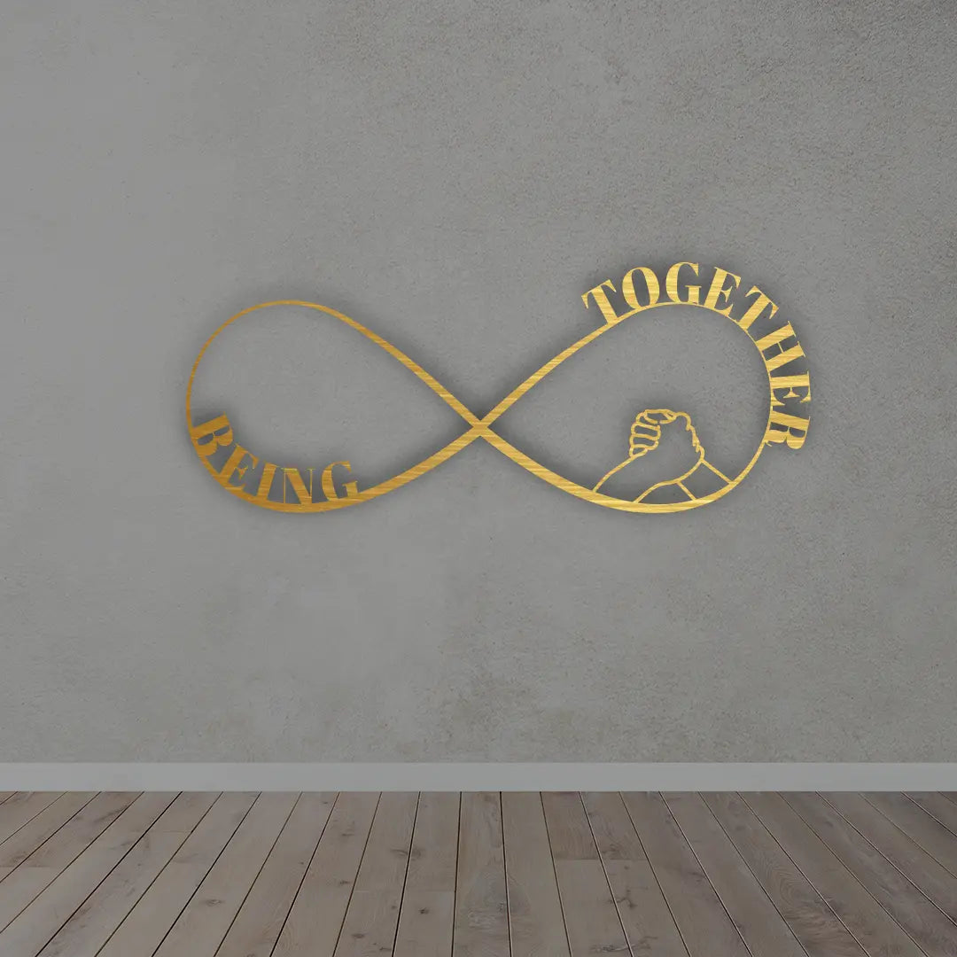Being together Love Metal wall art in golden colour 