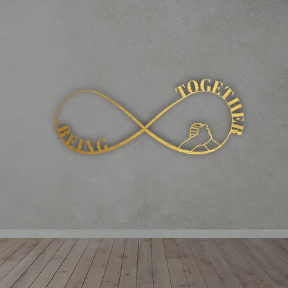 Being together Love Metal wall art in golden colour 