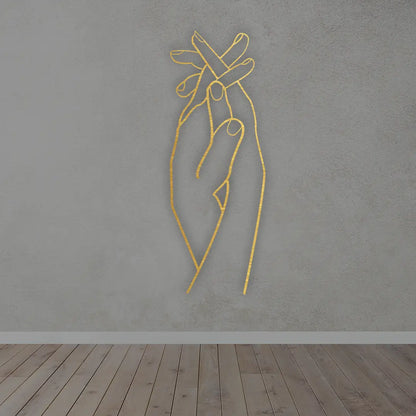 Hand Metal Wall Art Sign in Golden