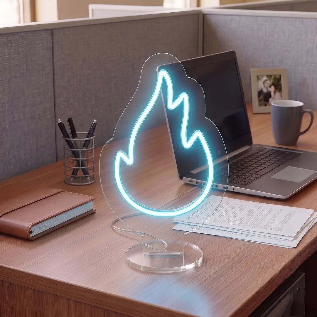 Soft Flame Mini Neon Sign in Iceblue color