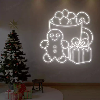 Cozy Christmas Treats Neon Sign | White