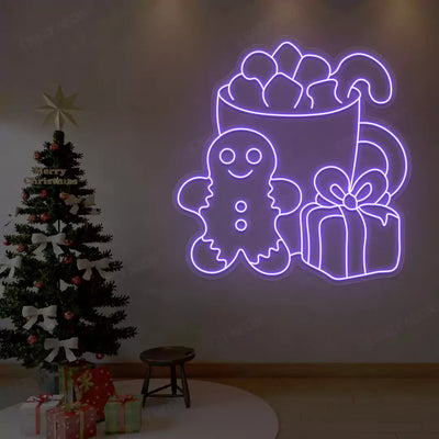 Cozy Christmas Treats Neon Sign | Purple