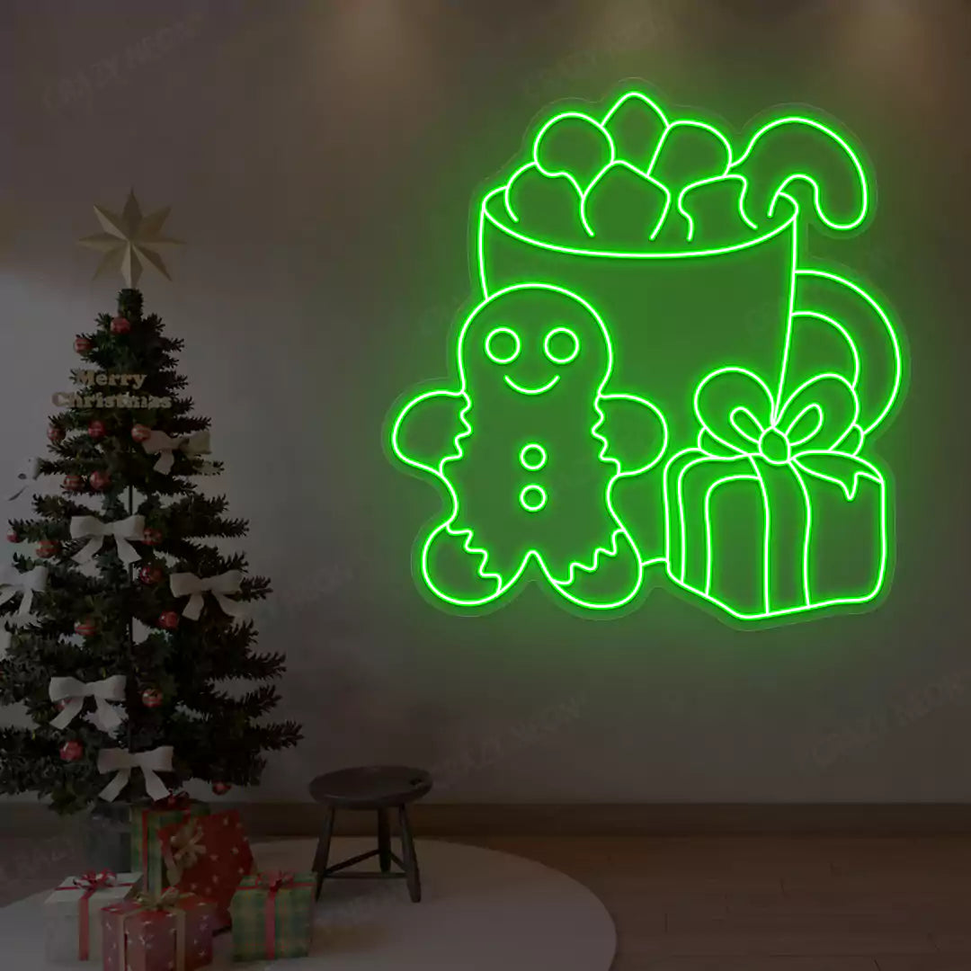 Cozy Christmas Treats Neon Sign | Green