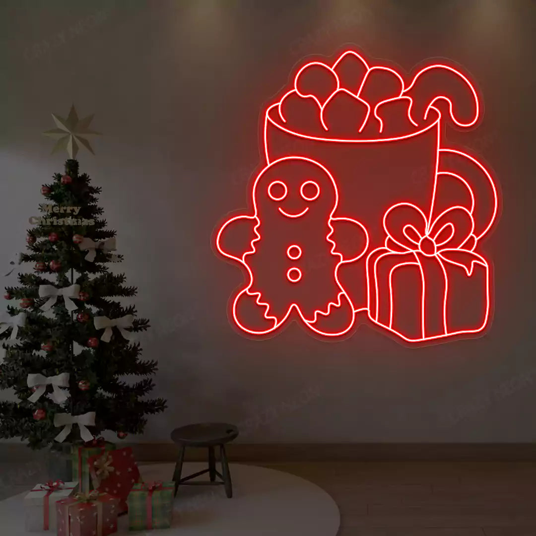 Cozy Christmas Treats Neon Sign | Red