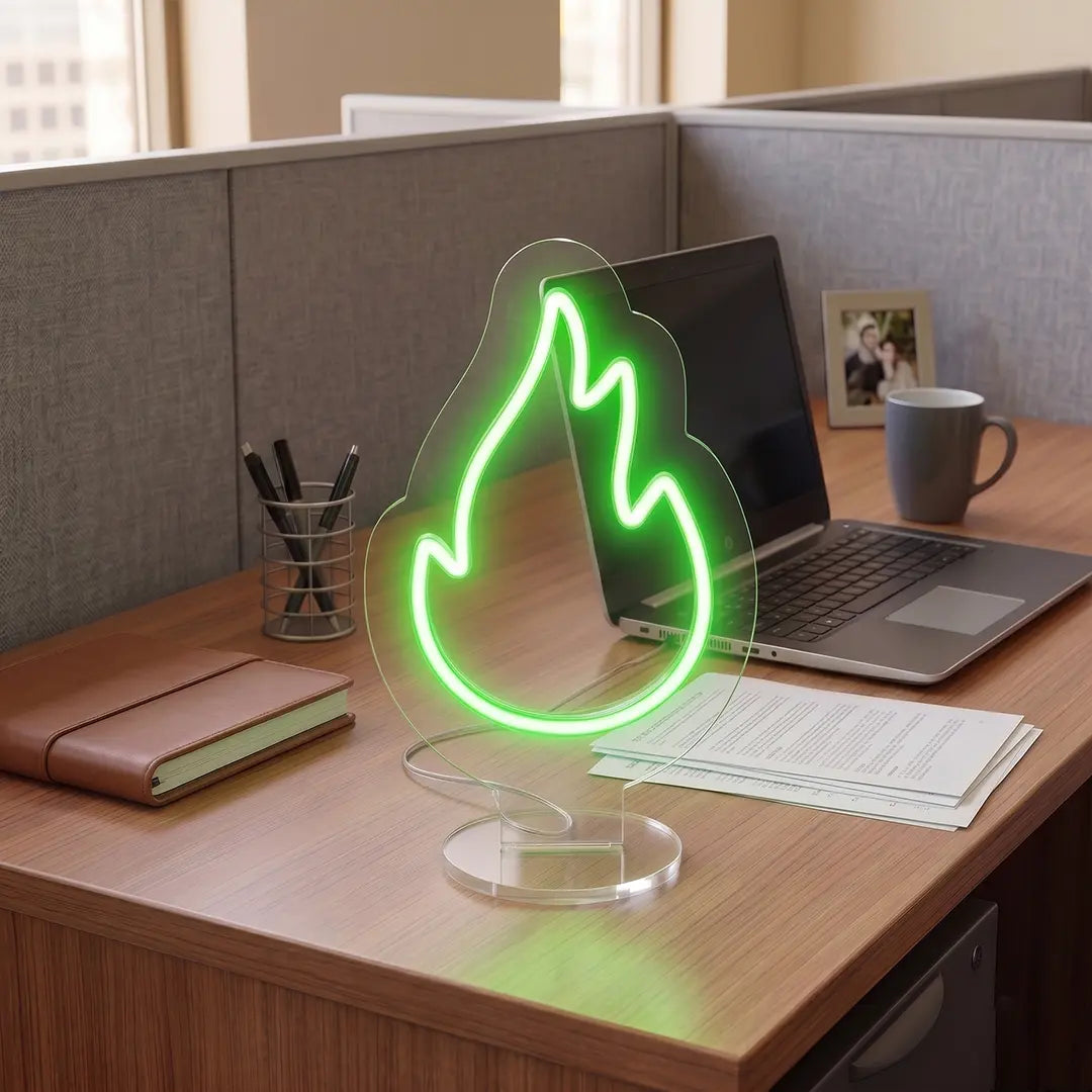 Soft Flame Mini Neon Sign in Green color