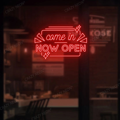 Come in Now Open Sign | Red