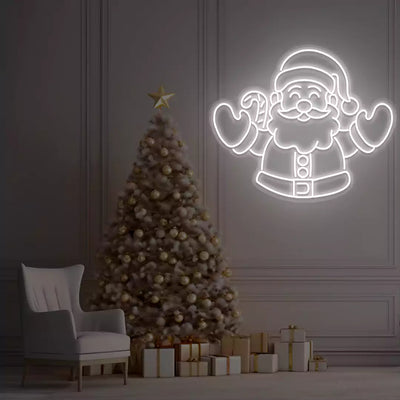 Santa Welcome Neon Sign | White