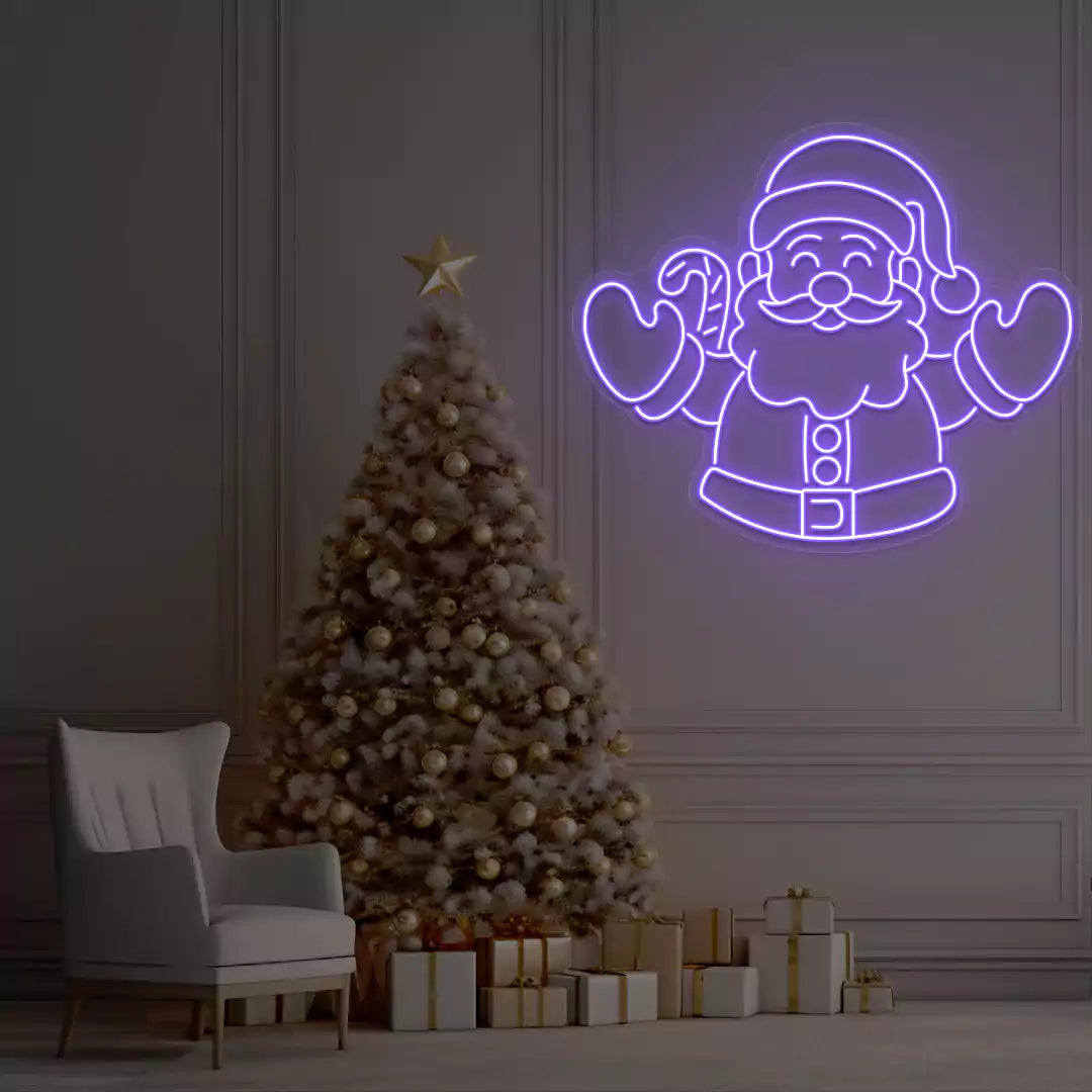 Santa Welcome Neon Sign | Purple
