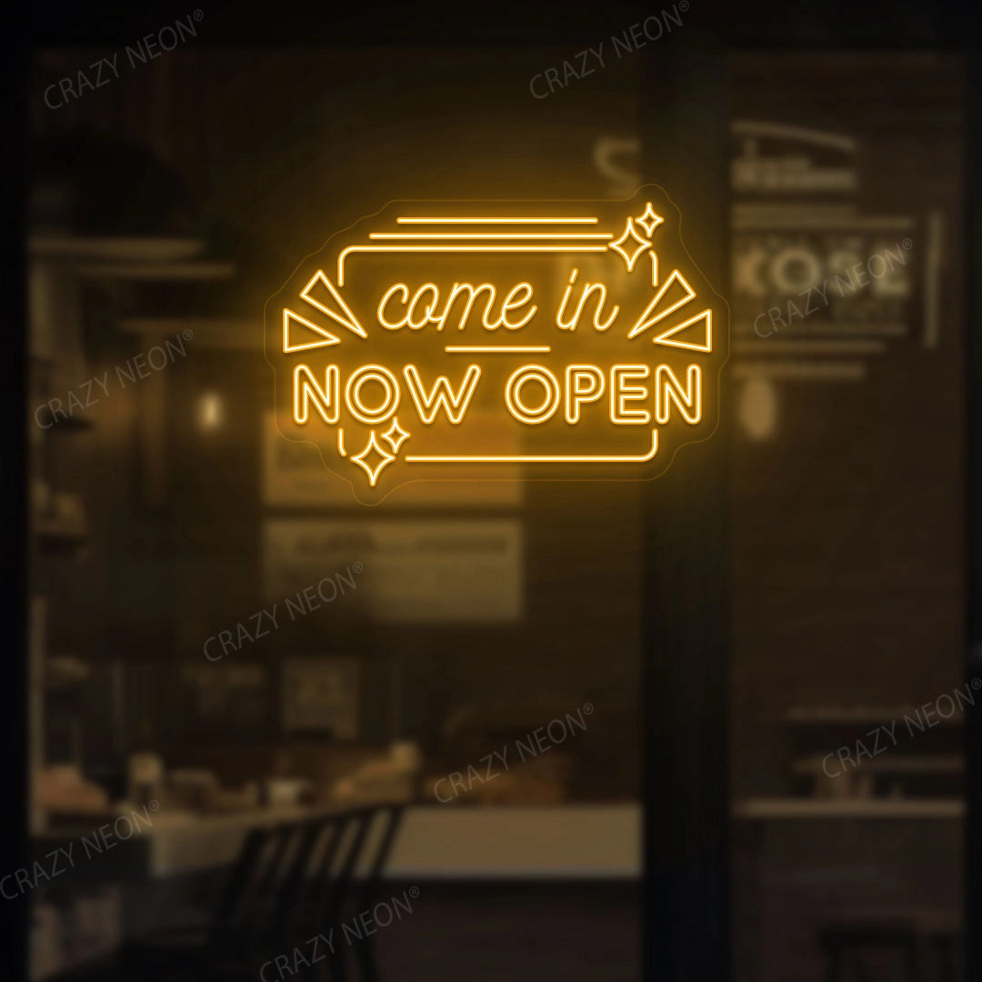 Come in Now Open Sign | Orange