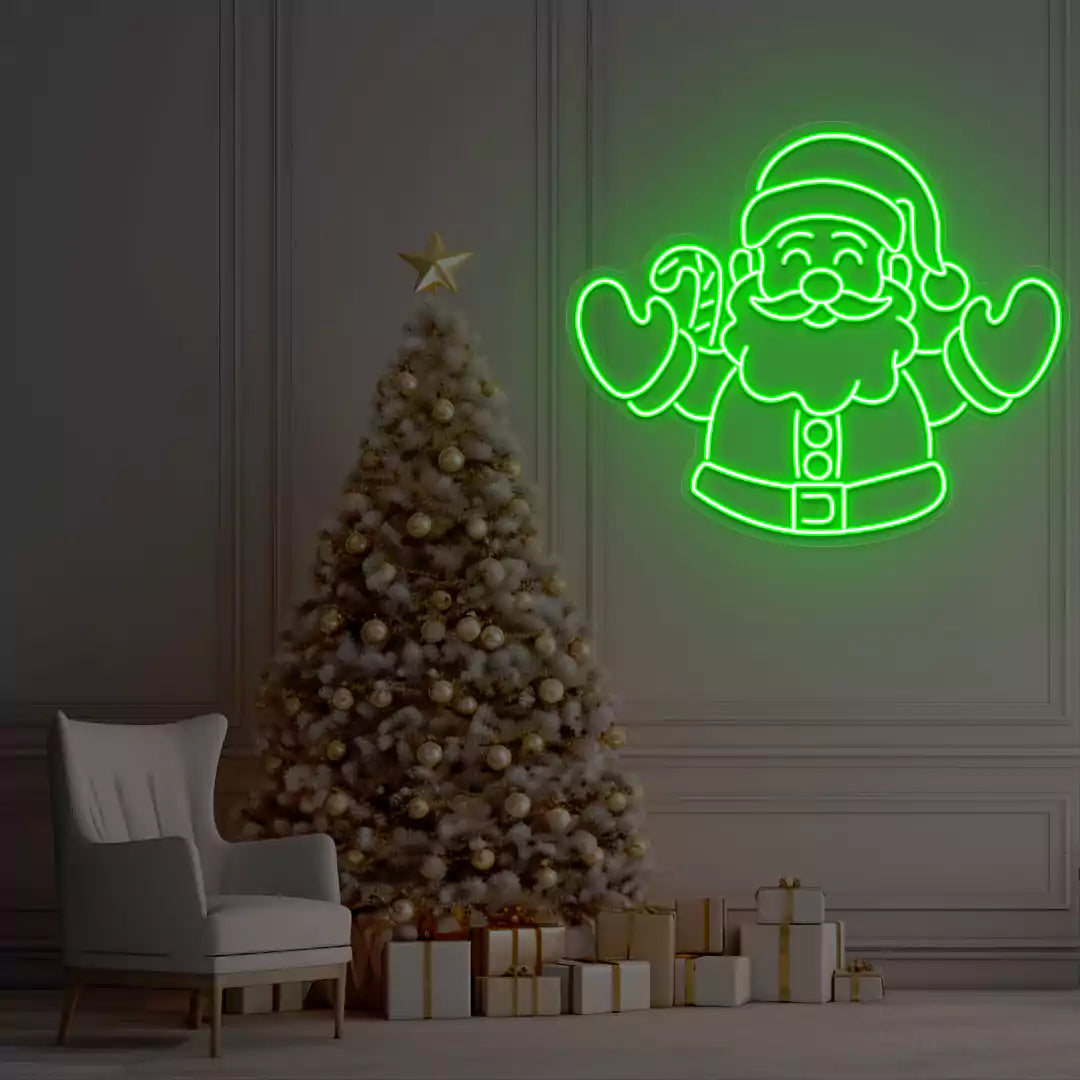 Santa Welcome Neon Sign | Green